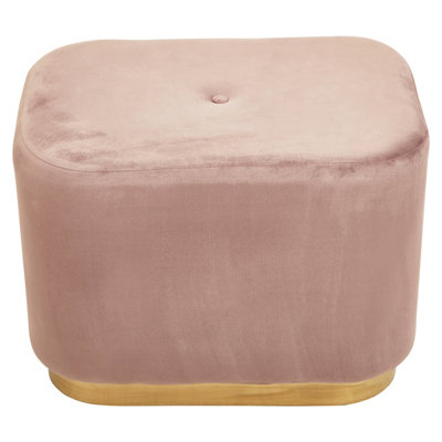 Interiors by Premier Dusty Pink Square Stool with Gold Base, Velvet ...