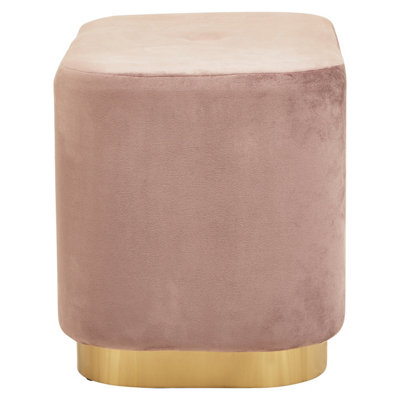 Interiors by Premier Dusty Pink Square Stool with Gold Base, Velvet ...