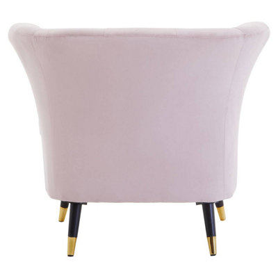 Interiors by Premier Dusty Pink Velvet Scalloped Chair, Long-lasting Scallop Chair Velvet, Body Supportive Scalloped Armchair