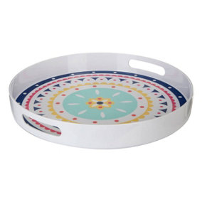 Interiors by Premier Easily Gripped Bazaar Tray, Scratch Resistant Round Tray, Floral Outdoor Tray, Lightweight Dining Tray