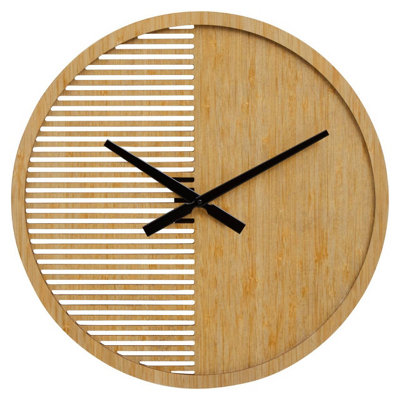 Interiors By Premier Easily Maintained Large Wooden Wall Clock, Large Wood Dial Clock In Kitchen, Contemporary Large Wall Clock