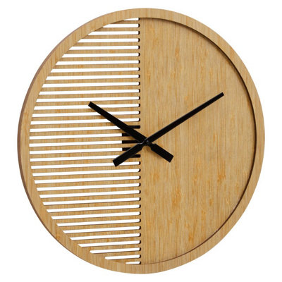 Interiors By Premier Easily Maintained Large Wooden Wall Clock, Large Wood Dial Clock In Kitchen, Contemporary Large Wall Clock