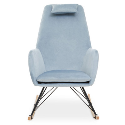 Interiors by Premier Easy To Clean Blue Velvet Rocking Chair,  Versatile Velvet Accent Chair, High-Back & Comfy Armchair