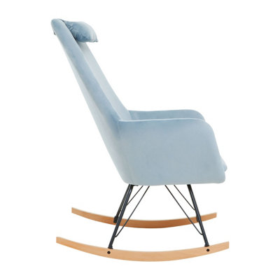 Interiors by Premier Easy To Clean Blue Velvet Rocking Chair,  Versatile Velvet Accent Chair, High-Back & Comfy Armchair
