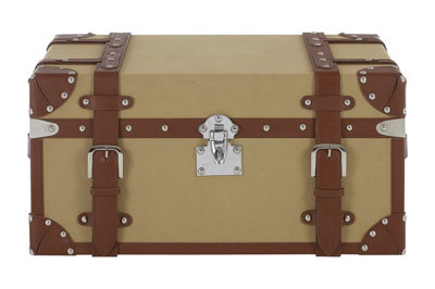 Interiors By Premier Ecofriendly Small Canvas Storage Trunk, Durable Design Large Storage Trunk For Livingroom, Vintage Big Trunk