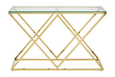 Interiors by Premier Elegant Design Gold Finish Console Table, Versatile Livingroom Table, Sturdy And Durable Hallway Table