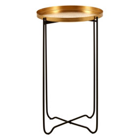 Interiors by Premier Elegant Design Gold Finish Round Top Side Table, Versatile Small Table, Sleek And Sturdy Bedside Table