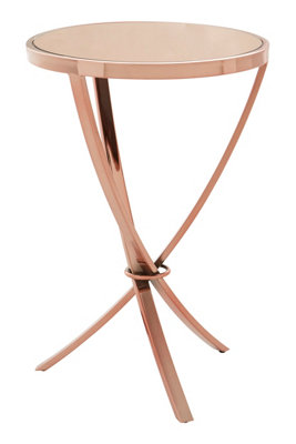 Interiors by Premier Elegant Design Rose Gold Pinched Side Table, Versatile Corner Table, Sleek And Sturdy Bedside Small Table