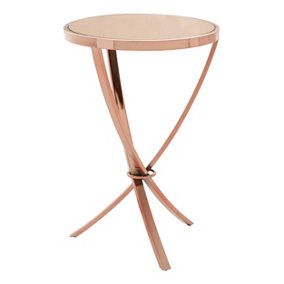 Interiors by Premier Elegant Design Rose Gold Pinched Side Table, Versatile Corner Table, Sleek And Sturdy Bedside Small Table