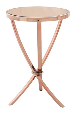 Interiors by Premier Elegant Design Rose Gold Pinched Side Table, Versatile Corner Table, Sleek And Sturdy Bedside Small Table