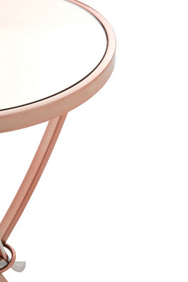 Interiors by Premier Elegant Design Rose Gold Pinched Side Table, Versatile Corner Table, Sleek And Sturdy Bedside Small Table