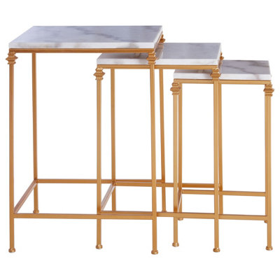 Interiors By Premier Elegant Design Set Of 3 Square Side Tables, Stylish Side Tables For Livingroom, Functional Bedside Table
