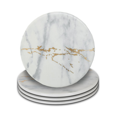 Interiors By Premier Elegant Luxe Set Of 4 Coasters, Marble Design