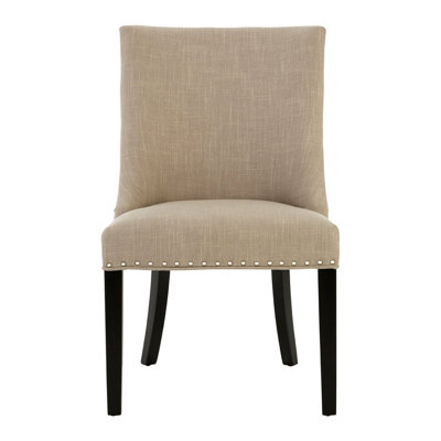 Interiors By Premier Elegant Natural Linen With Curly Back Dining Chair, Sturdy Grey Dining Chair, Stylish Chair For Diningroom