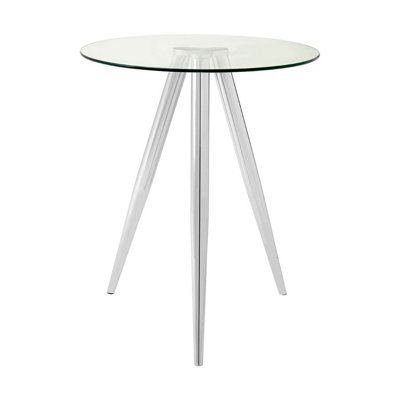 Interiors By Premier Elegant Round Bar Table, Tripod Base Circular Bar Table, Transparent Top Round High Table For Livingroom