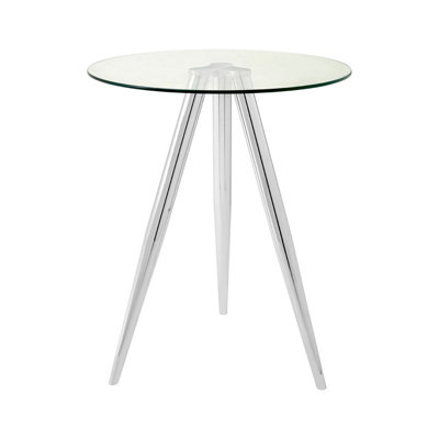 Interiors By Premier Elegant Round Bar Table, Tripod Base Circular Bar Table, Transparent Top Round High Table For Livingroom