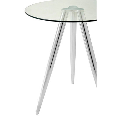 Interiors By Premier Elegant Round Bar Table, Tripod Base Circular Bar Table, Transparent Top Round High Table For Livingroom