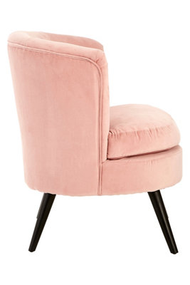 Interiors By Premier Elegant Round Pink Velvet Plush Armchair, Velvet Upholstered Armchair For Reading, Modern Round Armchair