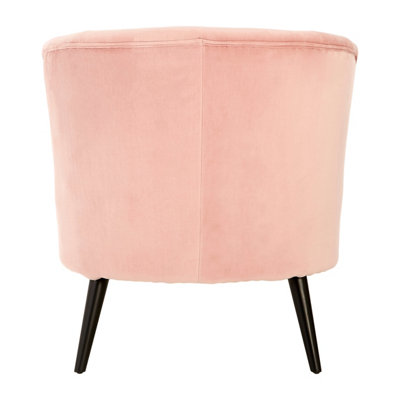 Interiors By Premier Elegant Round Pink Velvet Plush Armchair, Velvet Upholstered Armchair For Reading, Modern Round Armchair