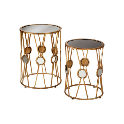 Interiors By Premier Elegant Set Of 2 Cross Design Rounded Tables, Versatile Side Tables By Couch For Indoor, Sleek Lounge Table