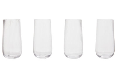 Interiors by Premier Elegant Set Of Four Large Glass Tumblers, Spacious Glass Tumblers For Kitchen, Durable Drinking Glasses