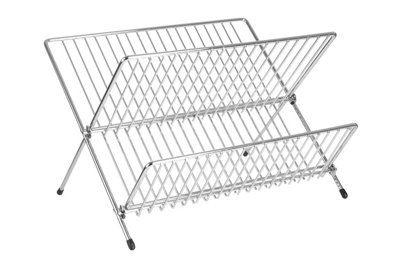 Interiors By Premier Elegant Small Folding Dish Drainer, Durable 2 Tier Dish Rack For Kitchen, Ample Storage Dishrack Tray