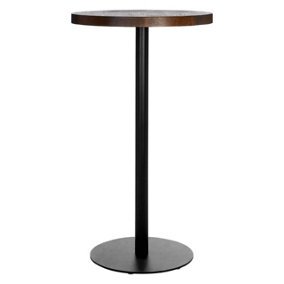 Interiors By Premier Elegant Walnut Veneer Finished Table With Frost Black Leg, Stylish Round Design Garden Table, Solid Table