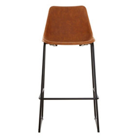 Interiors By Premier Elevated And Comfortable Camel Bar Stool With Black Legs, Sleek Kitchen Stool, Stable Contemporary Bar Stool