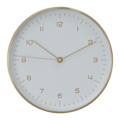Interiors by Premier Elko Gold / White Finish Wall Clock DIY at B&Q