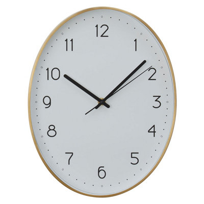Interiors by Premier Elko Oval Wall Clock with Gold Finish DIY at B&Q