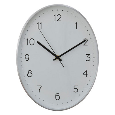 Interiors by Premier Elko Oval Wall Clock with Silver Finish DIY at B&Q