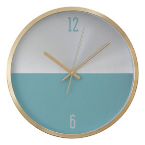 Interiors by Premier Elko Silver Gold and Blue Finish Wall Clock