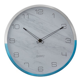 Interiors by Premier Elko Wall Clock with Silver / Blue Frame