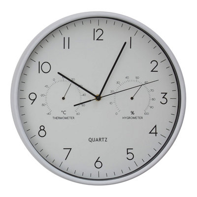 Interiors by Premier Elko Wall Clock with Temp / Humidity Dial DIY at B&Q