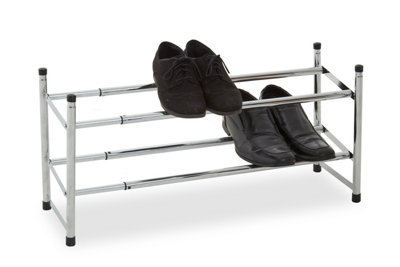 Interiors by Premier Extendable Shoe Rack 2 Tier Shoe Stand, Angled Shelves Shoe Racks, Spacious Under Stairs Shoe Storage