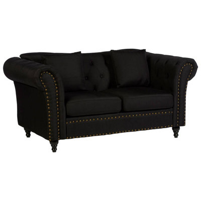 Interiors by Premier Fable 2 Seat Black Chesterfield Sofa