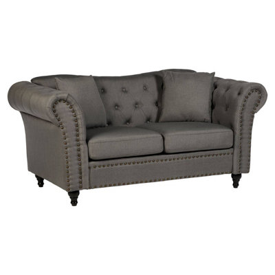 Interiors by Premier Fable 2 Seat Grey Chesterfield Sofa