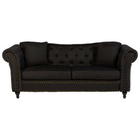 Interiors by Premier Fable 3 Seat Black Chesterfield Sofa