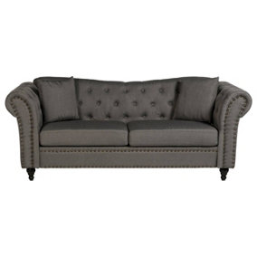 Interiors by Premier Fable 3 Seat Grey Chesterfield Sofa