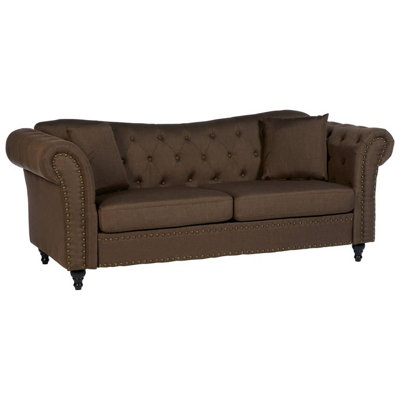 Interiors by Premier Fable 3 Seat Natural Chesterfield Sofa