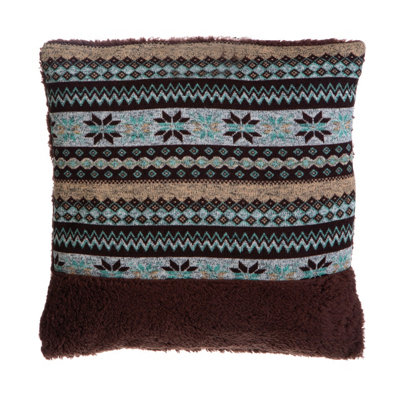 Interiors by Premier Fairisle Brown Throw Cushion, Polyester Décor Cushion for Relaxing, Washable Cushion for Sofa, Bed, Chair