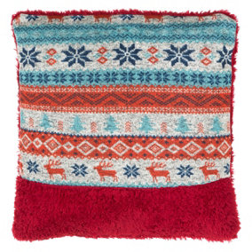 Interiors by Premier Fairisle Red Throw Cushion, Polyester Décor Cushion for Relaxing, Washable Cushion for Sofa, Bed, Chair