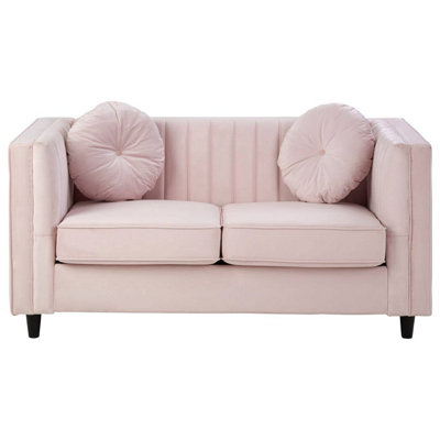 Baby pink velvet online sofa