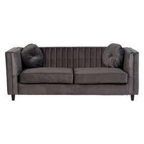 Interiors by Premier Farah 3 Seat Grey Velvet Sofa