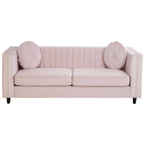 Interiors by Premier Farah 3 Seat Pink Velvet Sofa