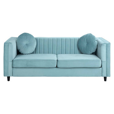 Interiors by Premier Farah Three Seater Midnight Green Velvet Sofa