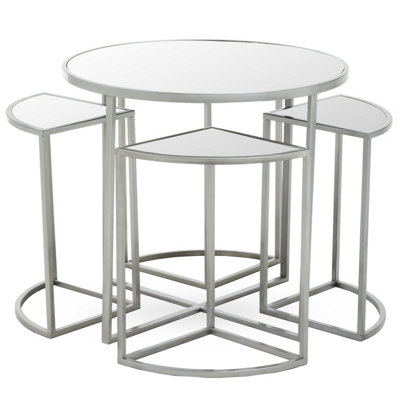 Interiors by Premier Farran 5Pc Silver Finish Iron Tables