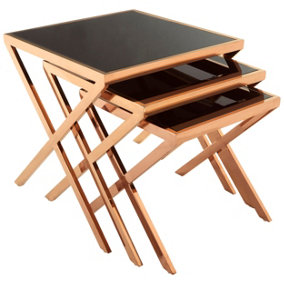 Interiors by Premier Fashionable Rose Gold Nesting Tables, Elegant Modern Nesting Tables, Practical Square Side Nesting Tables