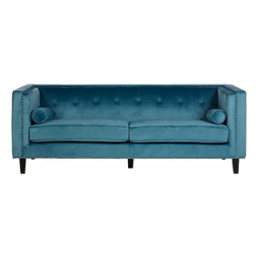 Interiors by Premier Felisa 3 Seat Blue Velvet Sofa