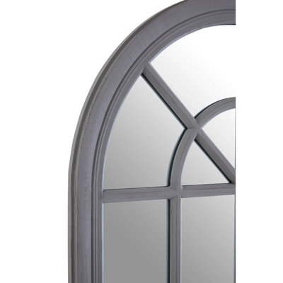 Interiors by Premier Flat Wood Curved Window Grey Wall Mirror